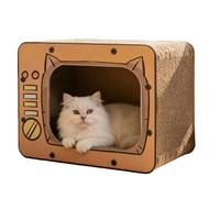 Cat Scratching Post House - TV Shaped Den, 40 x 22 x 31 cm, Corrugated Cardboard Block, Interactive Climbing Design with Non-Slip Base and Play Structure | Scratching Post for the P