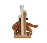 Cat Scratching Post Premium Natural Sisal Jute Carpet 3 Scratch Posts with Interactive Track Ball Base and Hanging Balls Toys Kitten Scratcher for Indoor Kittens and Small Cats
