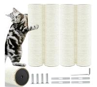 Cat Scratching Post Replacement Pole，2 PCS 15.7in Cat Tree Replacement Post，Natural Sisal Cat Tree Replacement Parts with M8 Screws，Cat Scratch Post Replacement for Refurbishment (15.7in/40cm)