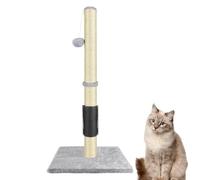 Cat Scratching Post Tall -80cm, with Natural Sisal Rope Hanging Ball and Cat Self Groomer Hard Wearing Carpet Covered, Heavy Duty Base, Scratch Post for Large Cats, Spring Ball, Carpet Base (Gray)