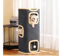 Cat Scratching Post, Three-Tier Cat Barrel with Plush Edge, Multi-Level Cat Scratching Post, Climbing Tree, Cat Cave, Removable and Washable Plush Bed, Cat Tower (35 cm x 35 cm x 86 cm)