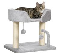PawHut Cat Scratching Post w/ Bed for Indoor Kittens 48x38x42cm Light Grey
