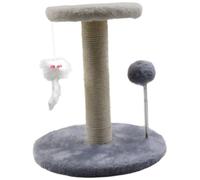 Cat Scratching Post with and Toy for Indoor Cats Sisal-Wrapped Scratcher with Interactive Play Elements Compact Design for Small Spaces Living Room or (Gray, 16x26x28 cm)