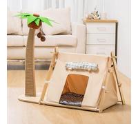 Cat Scratching Post with Bed and Lounge Chair - 2-in-1 Sisal Rope Scratcher with Ball for Indoor Cats and Kittens