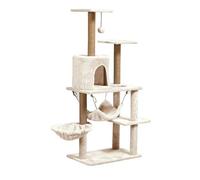 Cat Scratching Post with Multiple Levels, Soft Plush, Hammock, Play Balls and Platforms, Sturdy Climbing Tower, Cat Furniture Easy to install(Off white)