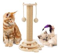 Cat Scratching Post with Natural Sisal - Sturdy Indoor Cat Scratcher for Smaller Medium Cats, Kitten Toy with Scratching Posts, Play Platform & Toys, Easy Assembly, Space-Saving Design 45cm Tall