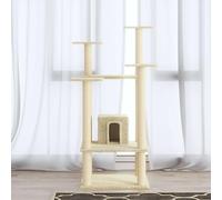 Cat Scratching Post with Sisal Scratching Posts and Plush, 110 cm High Climbing Tree with Cave and Platforms, Sturdy Scratching Furniture, Play Tower for Indoor Home, Natural Wood