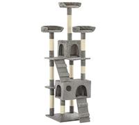 Cat Scratching Post with Sisal Scratching Posts and Soft Plush 170 cm High, 2 Houses, Ramps, Viewing Platform, Sturdy Climbing Tree for Claw Care, Play, Hide and Rest