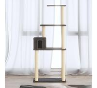 Cat Scratching Post with Sisal Scratching Posts, Dark Grey, 147 cm, Climbing Tree, Cat House with Platforms and Lying Surface for Claw Care and Indoor Play