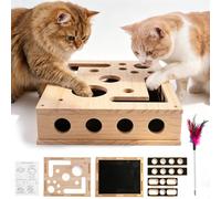 Cat Scratching Puzzle 2-in-1 Nail Files Box with Sandpaper, Interactive Cat Toy Wood for Stress-Free Claw Care & Furniture Protection, Scratching Board Replacement for Home Cats, Natural