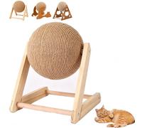 Cat Scratching Toy with Ball,Cat Scratching Round Ball with Stand,Balls Stable Solid Wood & Sisal,Rabbit Toys Boredom Breaker,Ferret,Rabbit Toys Boredom Breaker (B, Small)