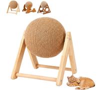 Cat Scratching Toy with Ball,Cat Scratching Round Ball with Stand,Balls Stable Solid Wood & Sisal,Rabbit Toys Boredom Breaker,Ferret,Rabbit Toys Boredom Breaker (A, Medium)