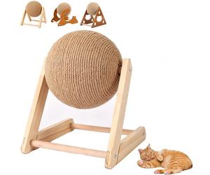Cat Scratching Toy with Ball,Cat Scratching Round Ball with Stand,Balls Stable Solid Wood & Sisal,Rabbit Toys Boredom Breaker,Ferret,Rabbit Toys Boredom Breaker (B, Small)