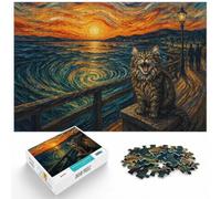 Cat Screaming in Edvard Munch Style Jigsaw Puzzle for Adults, 1000 Piece