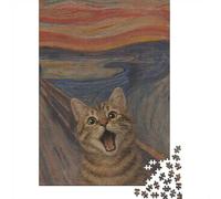 Cat Screaming in Munch's The Scream Jigsaw Puzzle for Adults, 1000 Pieces, 38x26cm/1000pcs, Relaxing Indoor Activity, Family Time And Time at Home