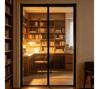 Cat Screen Door 101 x 160 cm with Powerful Magnets and Full Frame Adhesive Strips, Hands-Free Closing Magnetic Door Curtains Fly Screen for Front Doors, Sliding Doors, Black