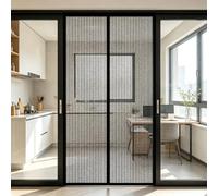 Cat Screen Door 149 x 190 cm with Powerful Magnets and Full Frame Adhesive Strips, Hands-Free Closing Magnetic Door Screen Fly for Front Doors, Sliding Doors, Black