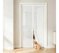 Cat Screen Door 250 x 200 cm Curtain, Heavy Duty Self-Sealing Mesh, Door Screen Automatically Closes Double Magnetic Fly for Front Doors, Sliding Doors, White