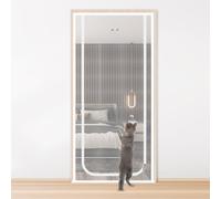 Cat Screen Door 85x200cm, Mesh Pet Door with Double-Sided Zipper, Scratch-Resistant Reinforced Net for Cats and Dogs(U-Shaped-White)
