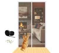 Cat Screen Door 90x210cm Reinforced Mesh Pet Screen Door with Zipper, Mosquito & Scratch Proof Fly Screens for Doors, Anti-Escape for Cats Dogs Home Patio Sliding French Door