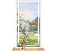 Cat Screen Door, Double-Sided Zipper Reinforced Mesh Screen Door for Introducing New Cats, Scratch Proof, Prevent Pets Running Around & Allow Fresh Air Flow (White, 100 x 200cm)