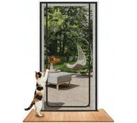 Cat Screen Door, Double-Sided Zipper Reinforced Mesh Screen Door for Introducing New Cats, Scratch Proof, Prevent Pets Running Around & Allow Fresh Air Flow (Black, 100 x 200cm)