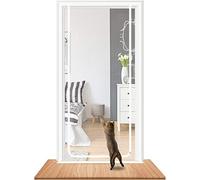 Cat screen door fits door size 80 cm x 200 cm, heavy duty pet screen door, prevent dogs cats from running around, partition cat door screen net, double zip