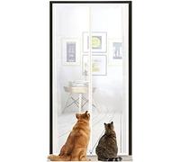 Cat Screen Door Fits Reinforced Pet Proof, Double Zip Mesh Curtain for Bedroom, Piano Room, Balcony, Greenhouse(White,100x200cm)
