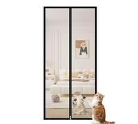 Cat Screen Door, Fly Screen Door Keep Bugs Out, Reinforced Mesh Screen Door for Introducing New Cats, Self-Adhesive Netting with Zipper (100x200cm,White Mesh, Black Tape)