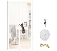 Cat Screen Door - Heavy Duty Fly Nets for Doors with Bilateral Zipper, Anti-Mosquito & Pet Escape Proof Door Net Curtain, Cat Door Screen for Patio Doors Front Doors Standard Door, 90x210cm