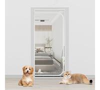 Cat Screen Door, Heavy Duty Pets Proof Screen Door with Double Zipper, Prevent Dogs Cats from Running around, Partition Mesh Cat Door Screen for Living Room, Bedroom, Kitchen (80x200cm)