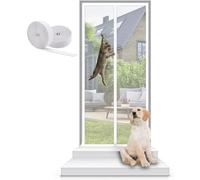 Cat Screen Door Mesh, Reinforced Alloy Steel Cat Screen Door With Zipper White Multiple Sizes(70x200cm)