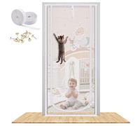Cat Screen Door, MYPIN Upgraded 31.5X82” Heavy Duty Magnetic Screen Door for Cats Anti-mosquito Door Curtain Pet Fly Screen Door with Bilateral Zipper, Prevent Dogs Cats Running Out from Home(S)