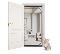 Cat Screen Door Partition Mesh Cat Door Screen with Zipper, Heavy Duty Pets Proof Screen Door Prevent Dogs Cats Running Out from Home 90 x 200cm, black