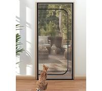 Cat Screen Door Suitable for Size 90cm X 210cm, Pet Safe Fly, Prevent Cats from Escape, for Introduction(Black,95x205cm)