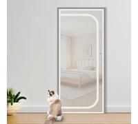 Cat Screen Door with Zipper Scratch Resistant Insect Mosquito Fly Screen Doors Pets Dog Cat Proof Ventilation Mesh Door Curtain for Living Room Bedroom Kitchen Patio, D-Shaped, White, 95×200cm