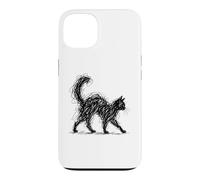 Cat Scribble abstract minimalist cat art Woman men Case for iPhone 13