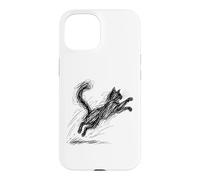 Cat Scribble abstract minimalist cat art Woman men Case for iPhone 15