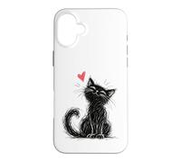 Cat Scribble abstract minimalist cat art Woman men Case for iPhone 16 Plus