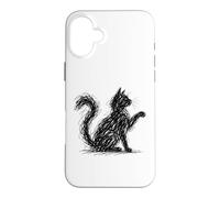 Cat Scribble abstract minimalist cat art Woman men Case for iPhone 16 Plus