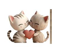 Cat Sculptures Home Decor,Cute 2d Flat Wooden Animal Shaped,Cat Couple Decor | for Bedroom, Romantic, And Women's Birthday Celebrations