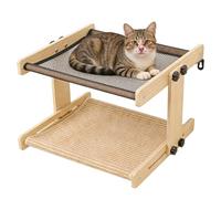Cat Seat - Wooden 43.5 x 39 x 31 cm | Floating Wooden Hammock Sleeping Area | Cat Perch Bed Side | Floating Hammock Indoor Furniture for Cats Relax and Enjoy the View