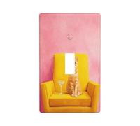 Cat Seated On A Yellow Chair Light Switch Cover Decorative Single Toggle 1 Gang Wall Plate for Kitchen Farmhouse Bedroom Bathroom Art Decor