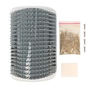 Cat Self Groomer Brush, Plastic Massage Comb with Soft Bristles 12.6x8.3cm - Easy Mount Wall Scratcher, Removes Loose Hair, Perfect for Cat Grooming and Play (Grey)