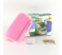 Cat Self Groomer Brushes, Wall Corner Groomers Soft Grooming Brush Scratcher and Brush for Short Long Fur Cats, Softer Massage Toy for Cat Kitten Puppy (Pink)