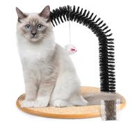 Cat Self Groomer With Arch, Scratcher Pad, Hair Brush, Dangling Toy & Catnip - Interactive Grooming Tool