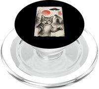 Cat Selfie Alien UFO Funny Invasion Meme Sumi-e Japanese PopSockets PopGrip for MagSafe