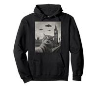 Cat Selfie London Big Ben Alien UFO Pullover Hoodie