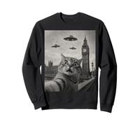 Cat Selfie London Big Ben Alien UFO Sweatshirt