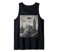 Cat Selfie London Big Ben Alien UFO Tank Top